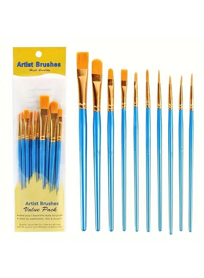 10 Pcs White Paint Brush Set Professional For Acrylic Oil Watercolor Gouache - Image 5